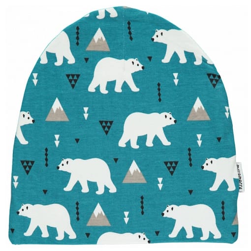 Polar bear organic cotton beanie hat from Maxomorra "Plus" range 1