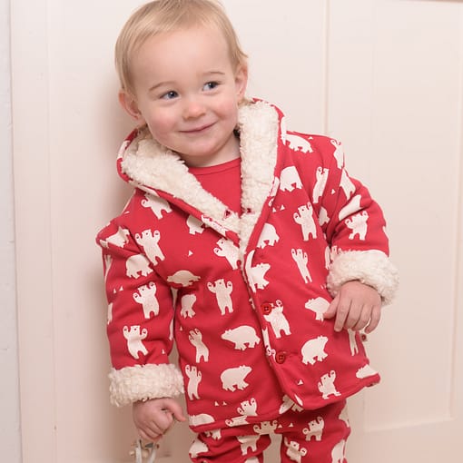 Polar bear sherpa fleece jacket by Piccalilly in organic cotton (12-18m) 2