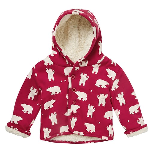 Polar bear sherpa fleece jacket by Piccalilly in organic cotton (12-18m) 1