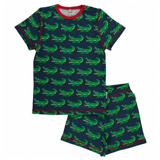 Maxomorra crocodile organic short sleeve summer pyjamas (74/80cm 9-12m) 1
