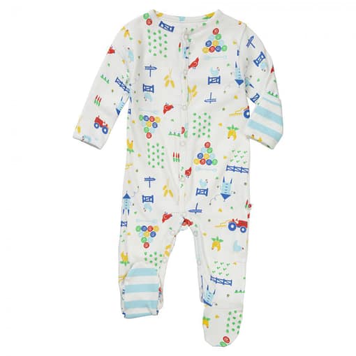 Farmyard sleepsuit by Piccalilly in organic cotton 1