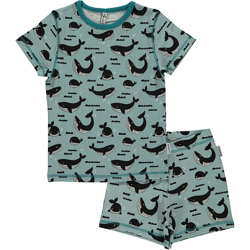 Maxomorra organic short sleeve pyjamas - whale ocean (98-104 Age 2-4) 1