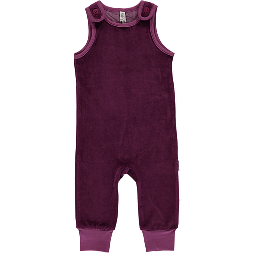 Purple dungarees by Maxomorra in organic blend velour (86/92 18-24m) 1