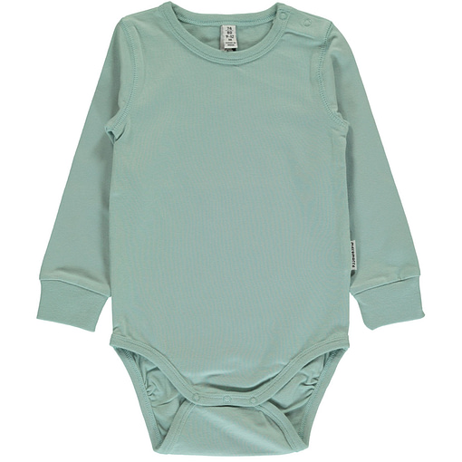 Pale blue solid long sleeve organic baby vest | Maxomorra 86/92cm 18-24m 1