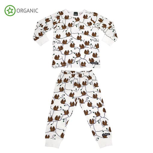 Villervalla organic cotton pyjamas ~ squirrel print on white 1