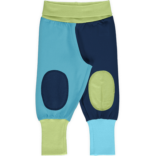 Maxomorra rib pants organic cotton ~ Block navy, sky blue & pear green (98/104 3-4) 1