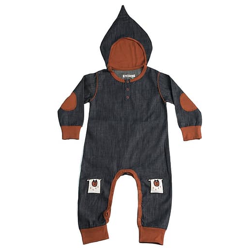Doodle do organic cotton denim bear playsuit onesie (18-24m)