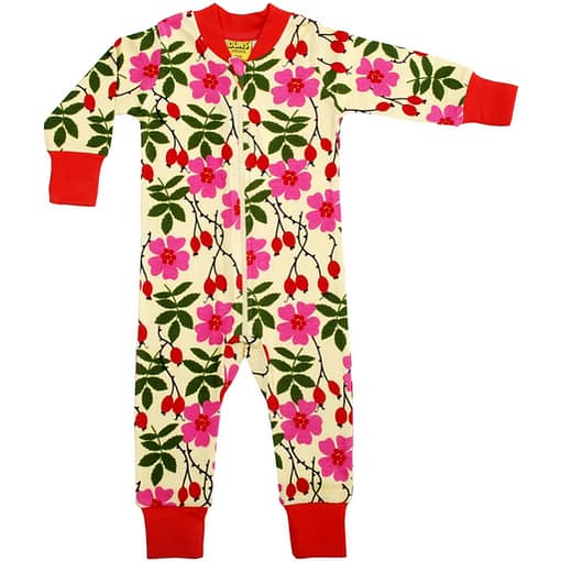 Organic cotton wild rose onesie romper pyjamas
