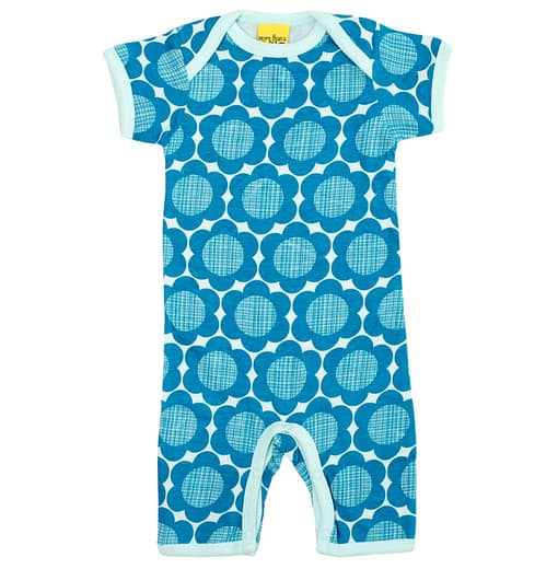 Petrol retro flowers summer suit by DUNS Sweden