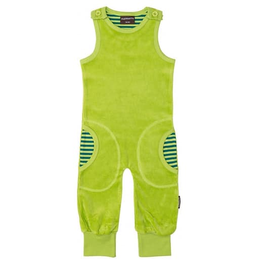 Bright velour organic playsuits by Maxomorra