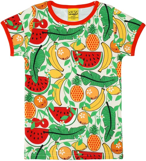 DUNS Sweden tropical fruit punch print on vanilla organic cotton t-shirt