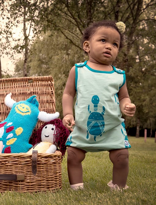 Doodle do organic cotton racing tortoise romper - Image 2