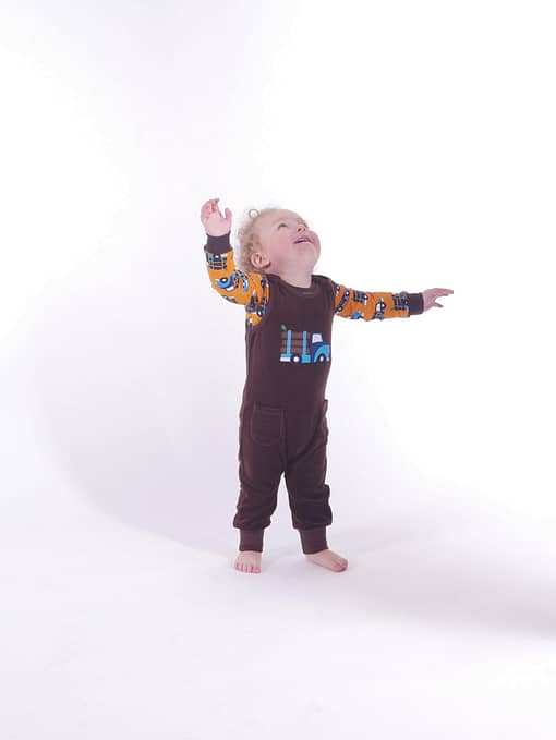 Log truck print organic cotton long sleeve bodysuit - Maxomorra (74cm 6-9 months) - Image 3