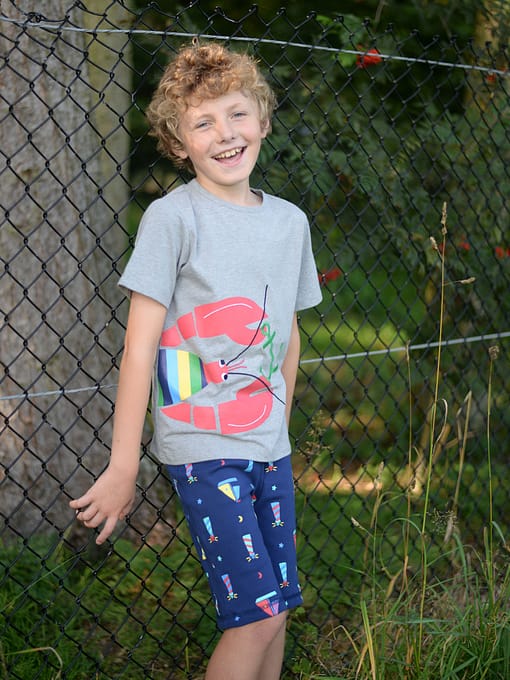 Lobster t-shirt by Piccalilly on grey organic cotton - Image 2