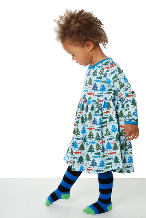 DUNS Sweden winter trip print organic long sleeve twirly dress (128cm Age 7-8)
