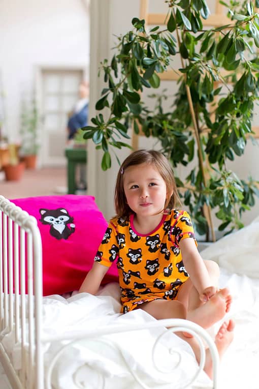 Maxomorra organic cotton summer short pyjamas in cat print - Image 3