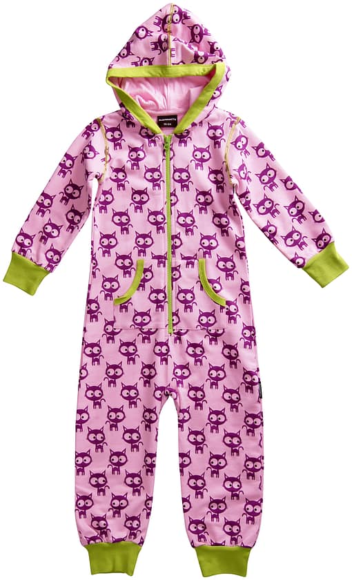Cat onesie jumpsuit in organic cotton by Maxomorra