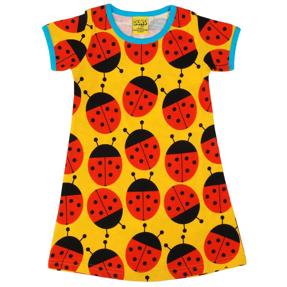 DUNS Sweden ladybug yellow organic short sleeve a line dress