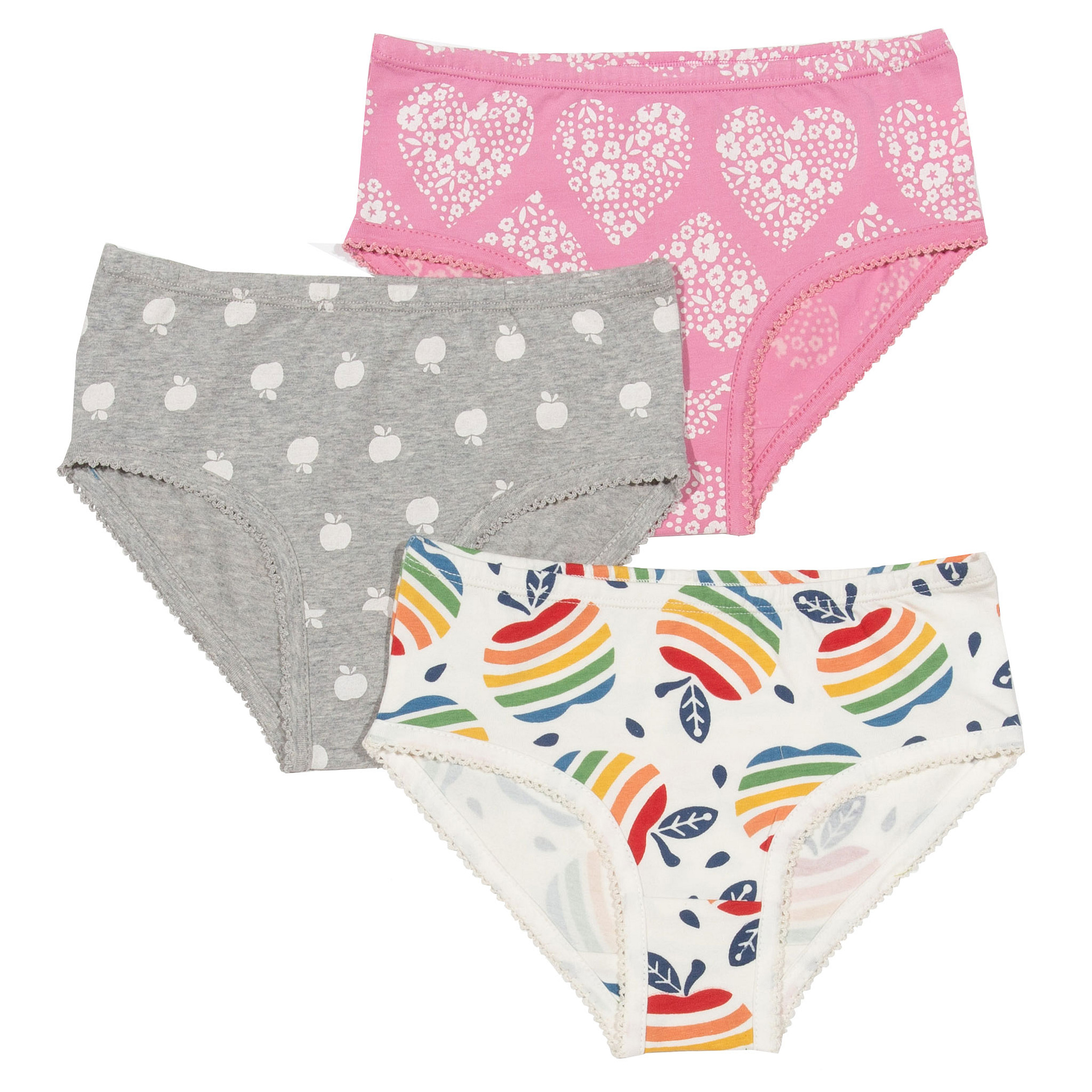 Awesome apple heart briefs in organic cotton by Kite – 3 pack