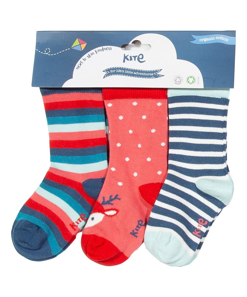 Reindeer socks in organic cotton by Kite - 3 pack 1 Kite reindeer organic socks