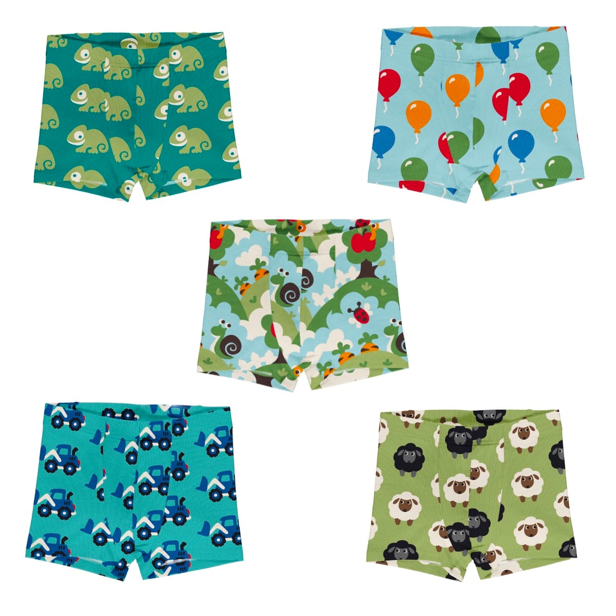 Maxomorra organic cotton boxers | Balloon | Garden 86/92 18-24 months 1 Maxomorra boxer shorts garden chameleon sheep balloon