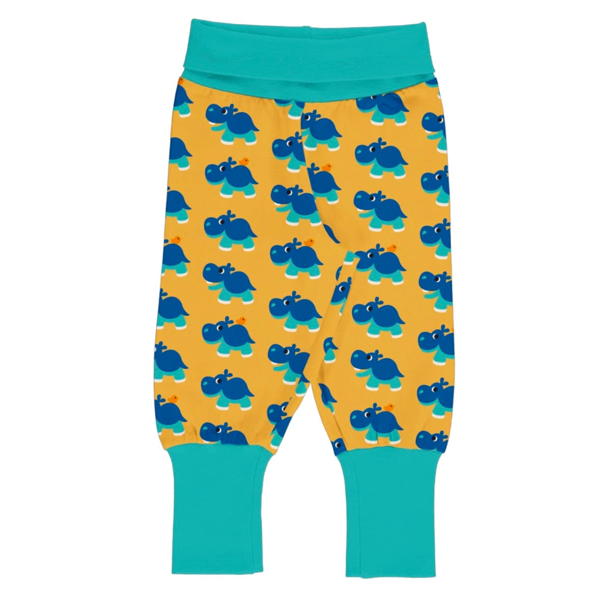 Maxomorra rib pants in hippo print on ethical cotton 1 Maxomorra rib pants hippo