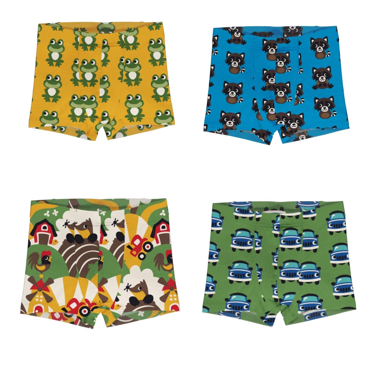 Maxomorra organic cotton boxers | Raccoon 18-24 Months 1 Maxomorra boxer shorts frog raccoon farm car