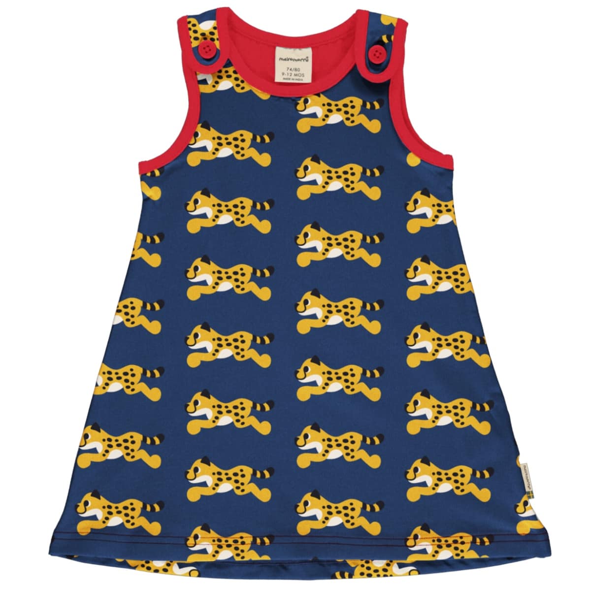 Maxomorra cheetah ethical cotton play dress (86/92 Age 18-24m) 1 Maxomorra playdress cheetah