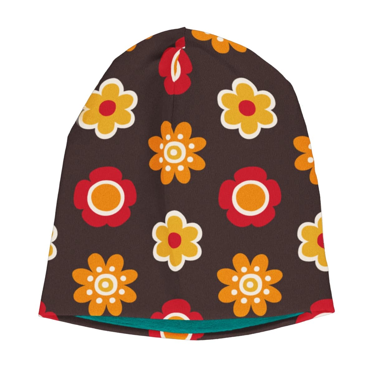 Maxomorra organic cotton beanie hat with velour inner - flowers 1 Maxomorra velour beanie flowers