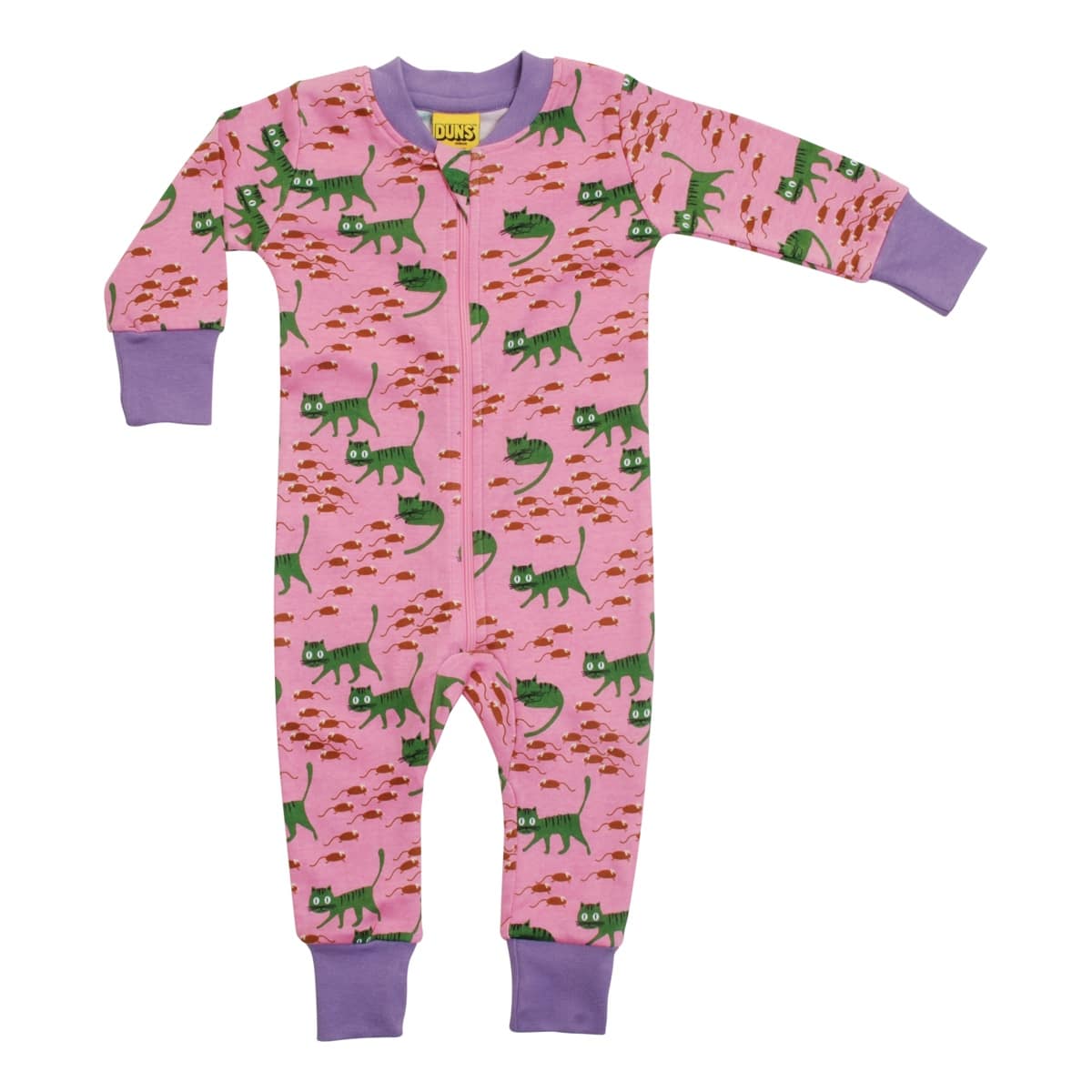 DUNS Sweden zipsuit - pink cat and mouse 1 DUNS Sweden zipsuit pink cat
