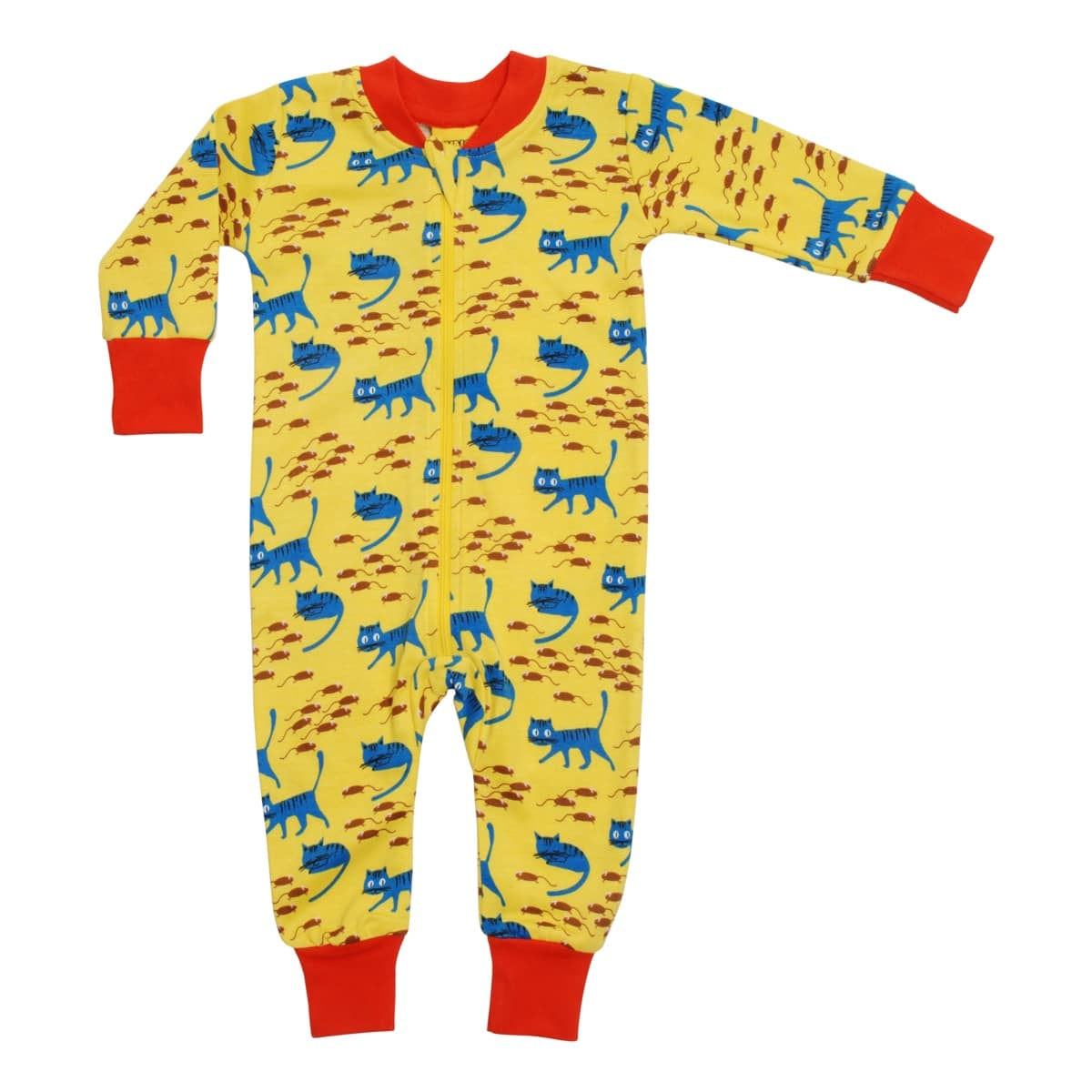 DUNS Sweden zipsuit - yellow cat and mouse 1 DUNS Sweden zipsuit cat