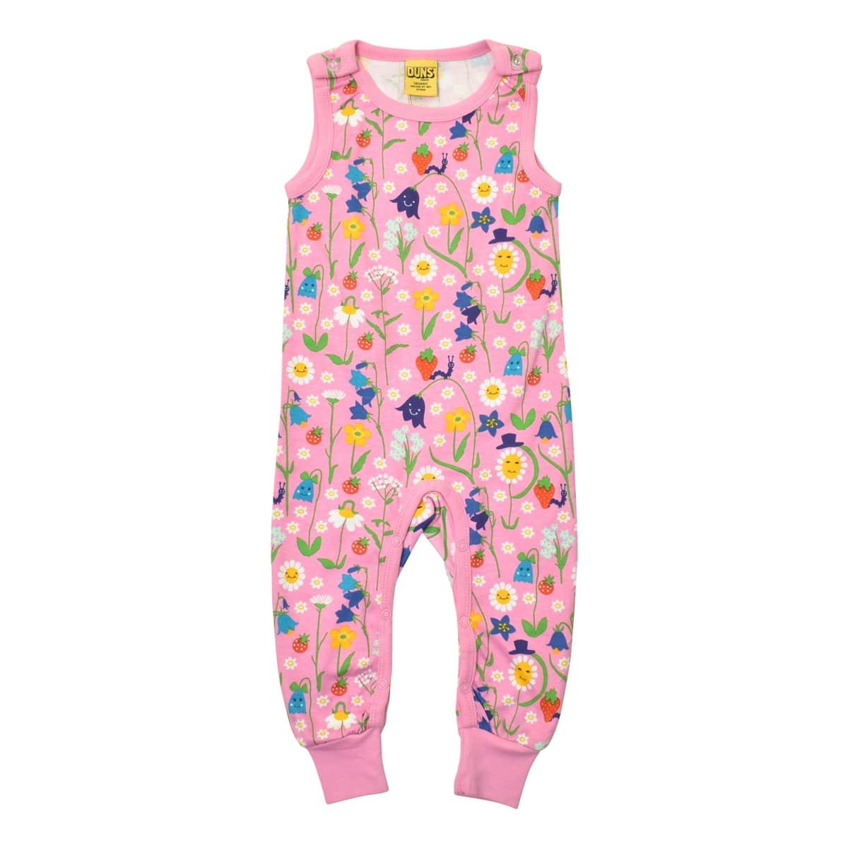 DUNS Sweden happy flower dungarees - pink 1 DUNS Sweden dungarees pink happy flower