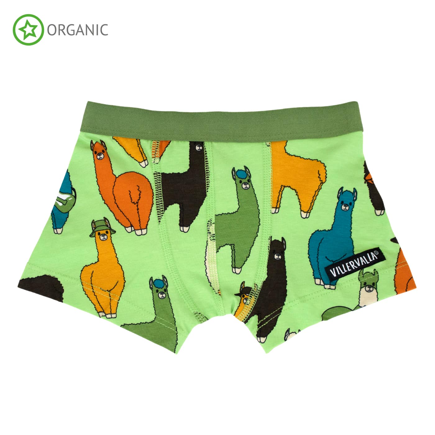 Villervalla organic cotton boxers - Llama turtle green (86-92cm 18-24m) 1 Villervalla ethical kids boxer shorts - llama