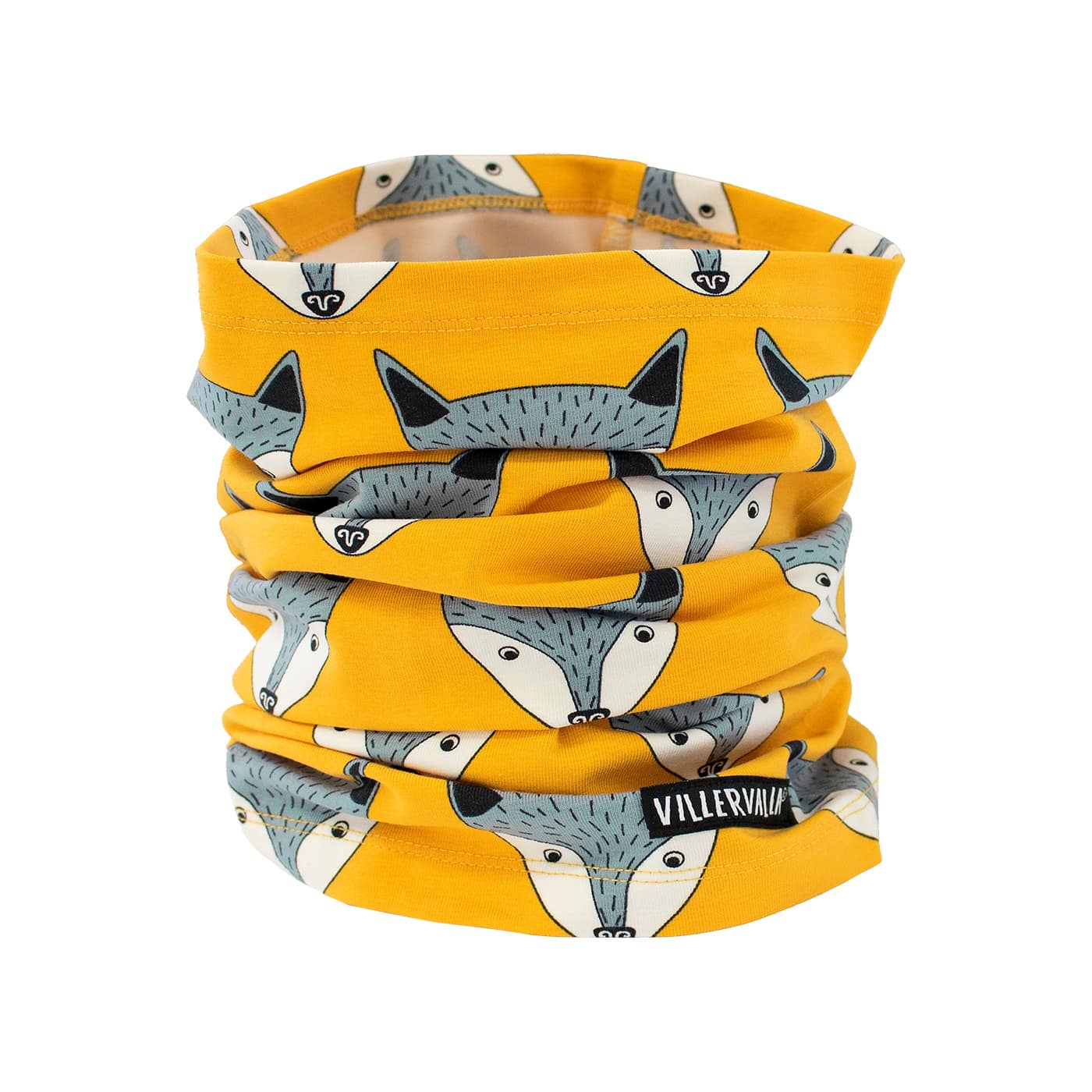 Villervalla fox organic cotton tube scarf - saffron yellow 1 Villervalla neck scarf saffron fox