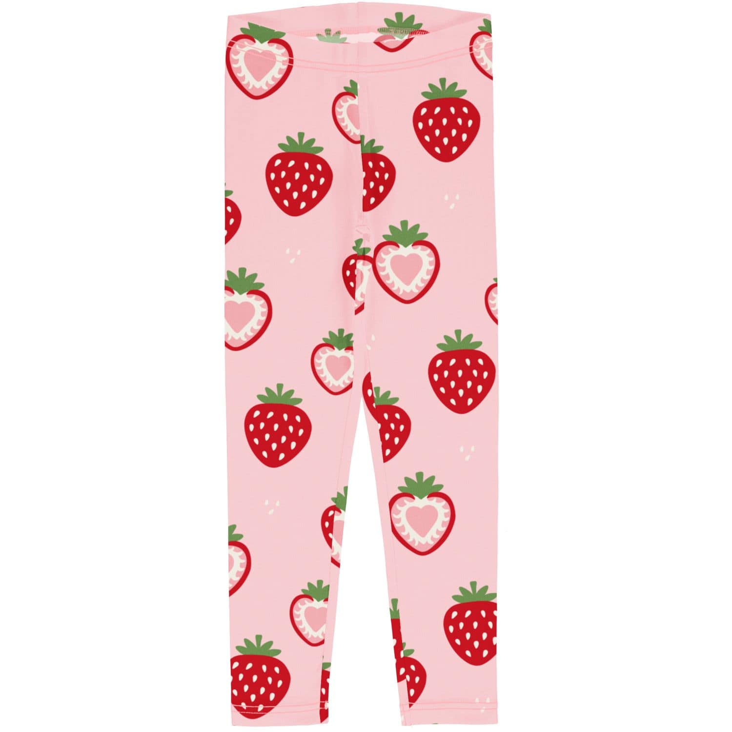 Maxomorra strawberry leggings on pink 1 Maxomorra leggings strawberry