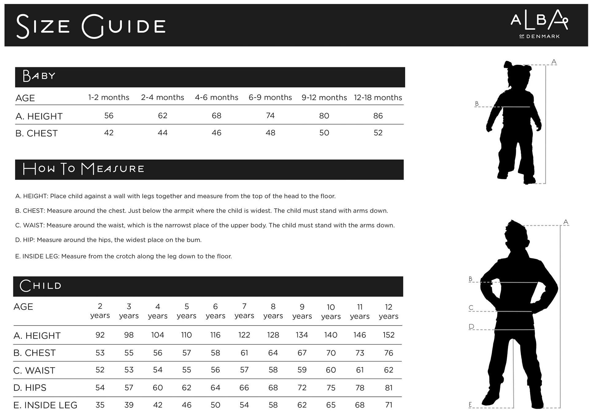 Alba of Denmark size guide