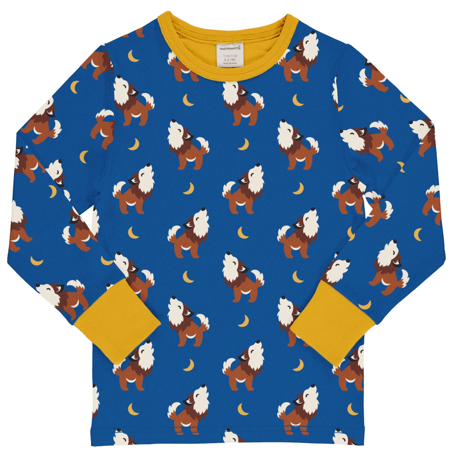 Maxomorra moonlight wolves on blue organic cotton top | Age 3-4 Size 98/104 1 Maxomorra wolf and moon top