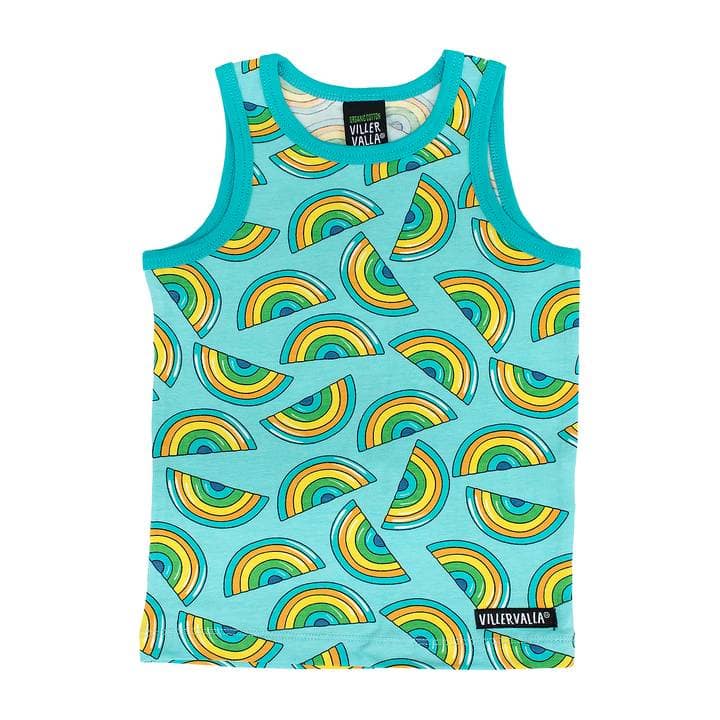 Villervalla organic cotton vest rainbow print on reef blue 1 Villervalla vest rainbow reef blue