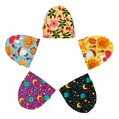 DUNS Sweden organic cotton beanie hat : Sunflower | Rosehip | Age 6-8